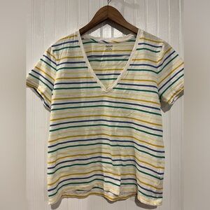 Women’s Madewell T Shirt Medium cotton v neck horizontal stripes